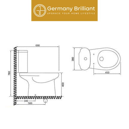Closet Kloset Duduk Jarak As 50cm Germany Brilliant GBC-TW005