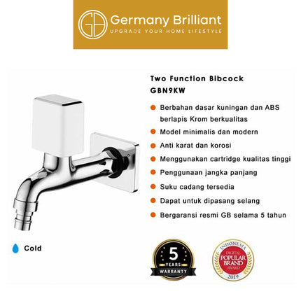 Kran Tembok Germany Brilliant GBN9KW Washer Bibcock Two Function White