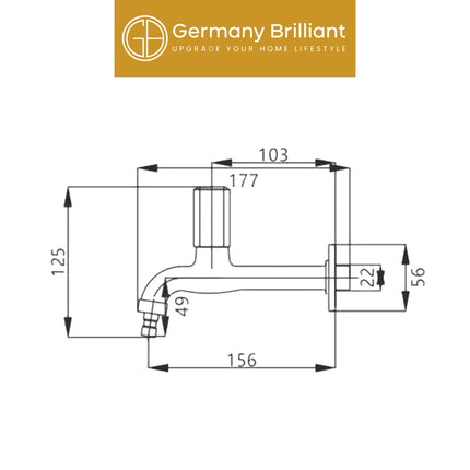 Kran Tembok Germany Brilliant GBN9KW Washer Bibcock Two Function White