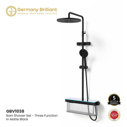 Shower Tiang Set Column LED Germany Brilliant GBV1038LM Sower Kamar Mandi Keran Mixer Kran Air Panas Dingin