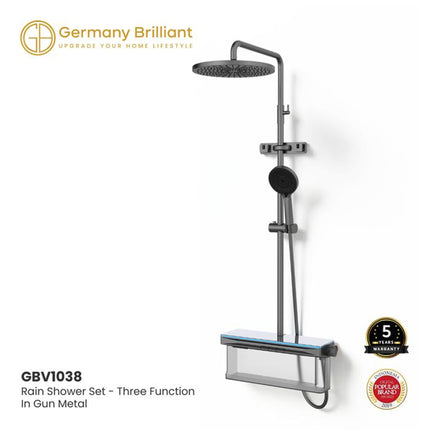 Shower Tiang Set Column LED Germany Brilliant GBV1038LM Sower Kamar Mandi Keran Mixer Kran Air Panas Dingin