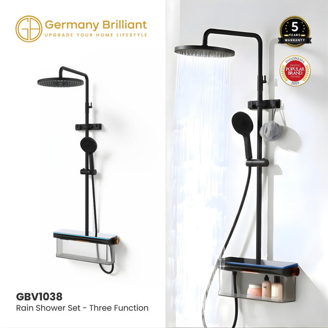 Shower Tiang Set Column LED Germany Brilliant GBV1038LM Sower Kamar Mandi Keran Mixer Kran Air Panas Dingin