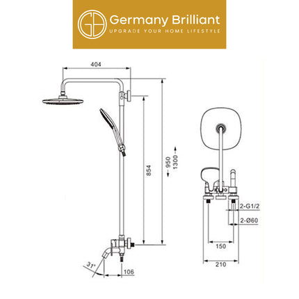 Shower Tiang Set Panas Dingin Germany Brilliant GBV1399 Series