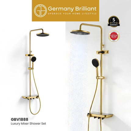 Shower Tiang Set Germany Brilliant GBV1888MBG Sower Column Lengkap Keran Mixer Kran Air Panas Dingin