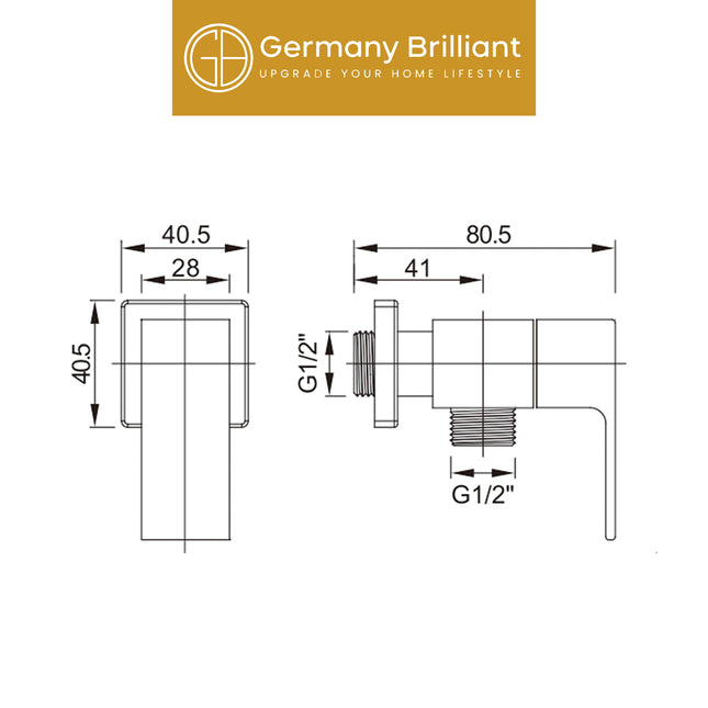 Angle Valve Germany Brilliant GBV1899-01 Stoper Keran Kran Stop Toilet Kamar Mandi