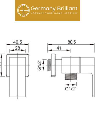 Angle Valve Germany Brilliant GBV1899-01 Stoper Keran Kran Stop Toilet Kamar Mandi
