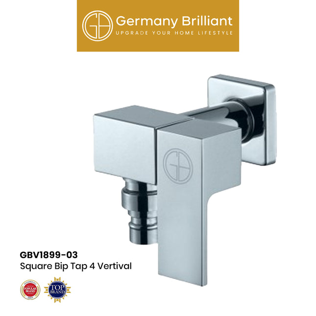 Square Bip Tap 4 Vertival Germany Brilliant 1899-03 Kran Tembok Dinding Keran Air Taman Bak Mandi Cuci Kamar Mandi