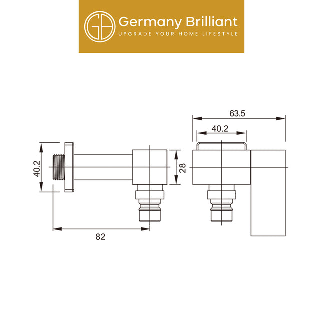 Square Bip Tap 4 Vertival Germany Brilliant 1899-03 Kran Tembok Dinding Keran Air Taman Bak Mandi Cuci Kamar Mandi
