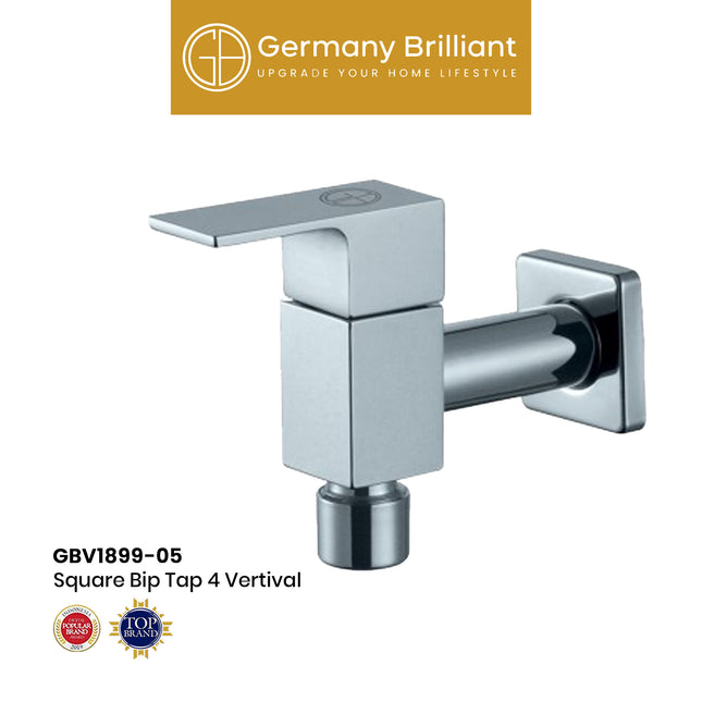 Square Bip Tap 4 Vertival Germany Brilliant 1899-05 Kran Tembok Dinding Keran Air Taman Bak Mandi Cuci Kamar Mandi
