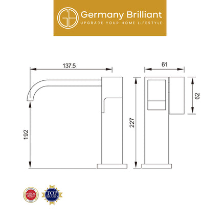 Basin Tap GERMANY BRILLIANT GBV1899-09 Single Lever Kran Wastafel Keran Washtafel