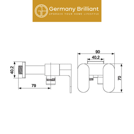 Two Function Washer Bibcock Germany Brilliant 26-8004 Chrome Stop Kran Keran Cabang Tembok Dinding Taman Bak Air Kamar Mandi