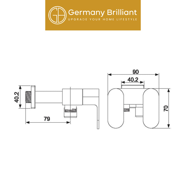Two Function Washer Bibcock Germany Brilliant 26-8004 Chrome Stop Kran Keran Cabang Tembok Dinding Taman Bak Air Kamar Mandi