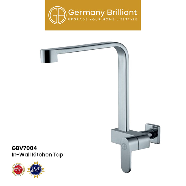 In-Wall Kitchen Tap Germany Brilliant GBV7004 Kran Air Cuci Piring Dinding Dapur Keran Wastafel Tembok