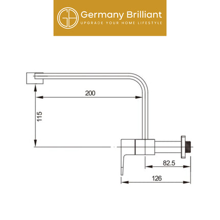 In-Wall Kitchen Tap Germany Brilliant GBV7004 Kran Air Cuci Piring Dinding Dapur Keran Wastafel Tembok