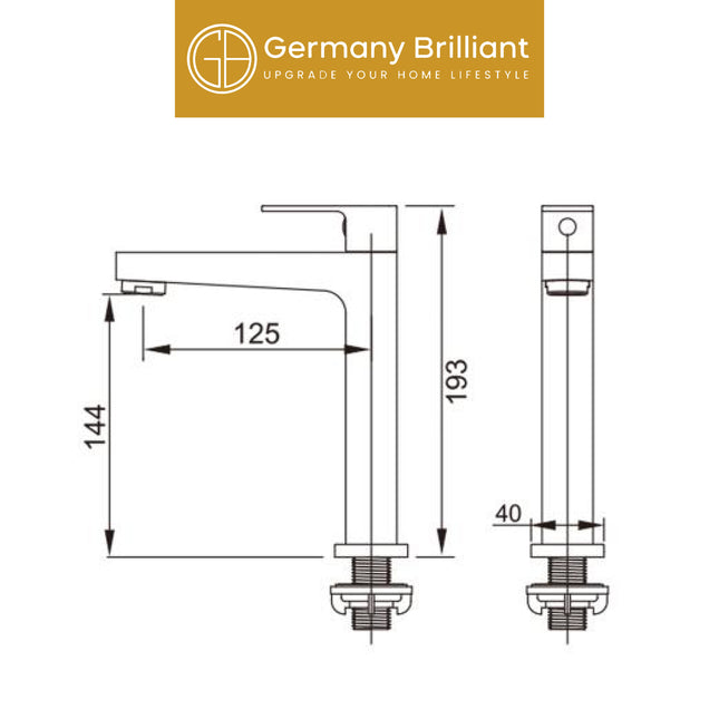Single Lever Basin Tap Germany Brilliant GBV7007 Keran Kran Wastafel Kamar Mandi Minimalist Elegan Original
