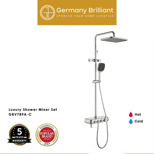 Shower Tiang Set Germany Brilliant GBV789A Sower Column Keran Mixer Kran Air Panas Dingin Kamar Mandi