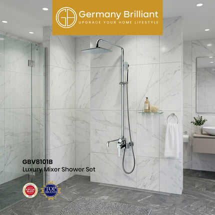 Luxury Shower Set Germany Brilliant GBV8101B Sower Tiang Chrome Minimalis Set Mixer Panas Dingin Original