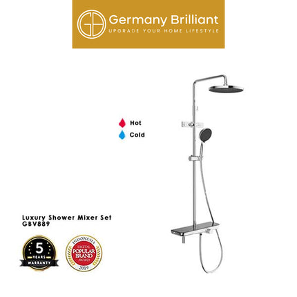 Shower Tiang Set Germany Brilliant GBV889 Series Column Keran Mixer Kran Air Panas Dingin Sower Tiang Chrome Black Kamar Mandi