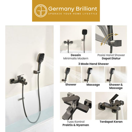Hand Shower Germany Brilliant GBVS38A Series Keran Mixer Kran Air Panas Dingin Kamar Mandi