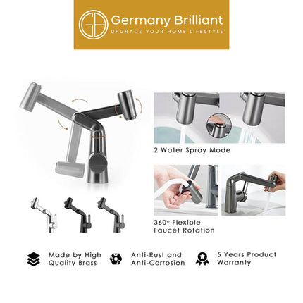 Keran Wastafel Air Panas Dingin Germany Brilliant GBVWA6H Kran Wastafel Kamar Mandi