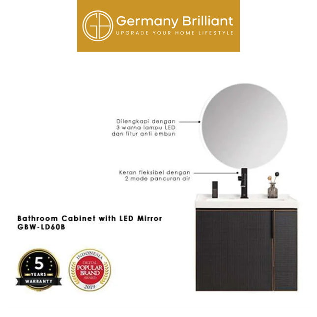 Wastafel Bathroom Kabinet Germany Brilliant GBW-LD60B dengan Miror LED