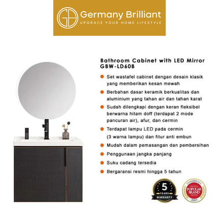 Wastafel Bathroom Kabinet Germany Brilliant GBW-LD60B dengan Miror LED