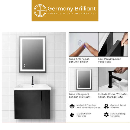 Wastafel Kabinet Germany Brilliant GBW-LD60D Dengan Miror LED