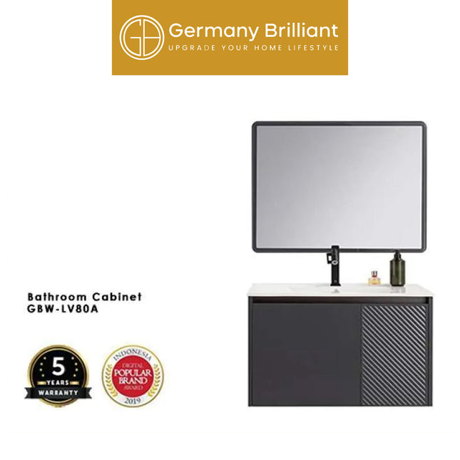 Kabinet Wastafel Cermin + Kran Air Dingin Germany Brilliant GBW-LV80A Kamar Mandi