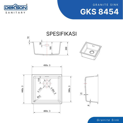 Kitchen Sink Dekkson Sink Dapur Dekson Anti Gores & Tahan Panas GKS 8454