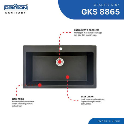 Kitchen Sink Dekkson Sink Dapur Anti Gores & Tahan Panas GKS 8865 Granite
