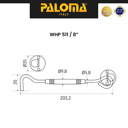 Window Hook Steel Paloma WHP 511 WHP 512 Gold Hak Angin Penahan Jendela 502 8" Inch