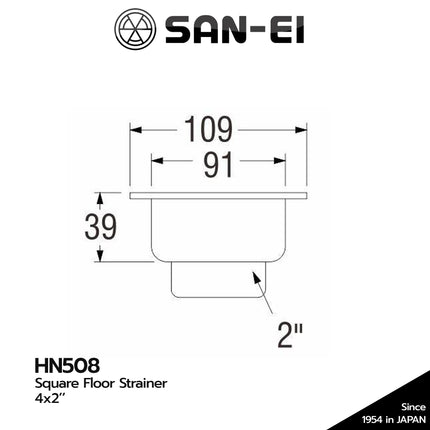 Floor Drain SANEI HN508 Square Floor Strainer Saringan Air Got Kamar Mandi