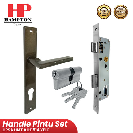 Handle Pintu Set Aluminium Hampton HMT AI H1514 YBIC Gagang pintu alumunium Bodi Kunci Silinder Lengkap