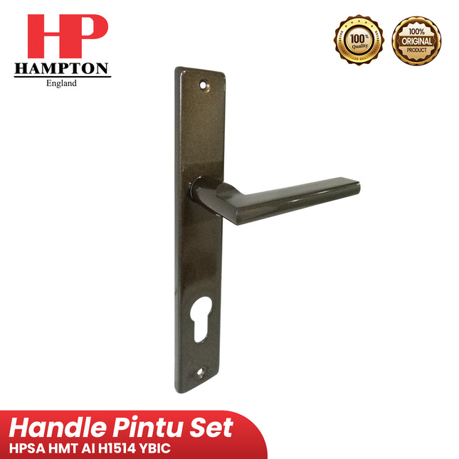 Handle Pintu Set Aluminium Hampton HMT AI H1514 YBIC Gagang pintu alumunium Bodi Kunci Silinder Lengkap