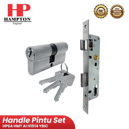 Handle Pintu Set Aluminium Hampton HMT AI H1514 YBIC Gagang pintu alumunium Bodi Kunci Silinder Lengkap