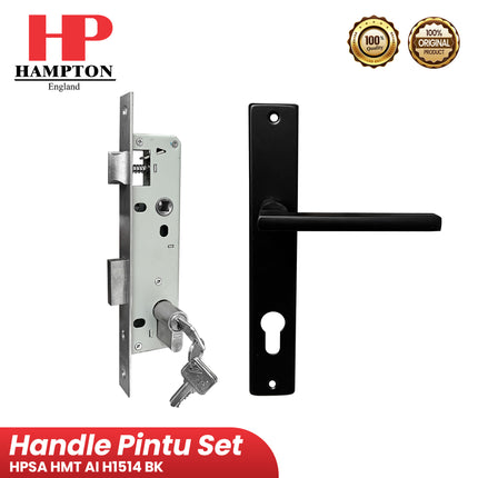 Handle Pintu Set Aluminium Hampton HMT AI H1514 BK Gagang pintu alumunium Bodi Kunci Silinder Lengkap