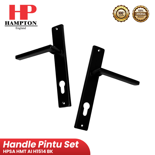 Handle Pintu Set Aluminium Hampton HMT AI H1514 BK Gagang pintu alumunium Bodi Kunci Silinder Lengkap