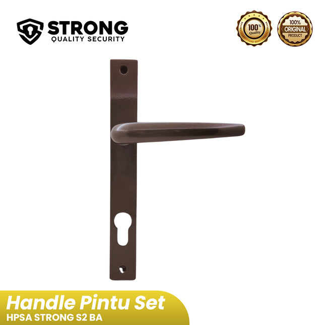 Handle Pintu Plate Aluminium Set (20X85) Strong LHP AL S2 BA Coklat