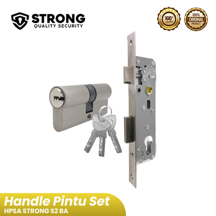 Handle Pintu Plate Aluminium Set (20X85) Strong LHP AL S2 BA Coklat