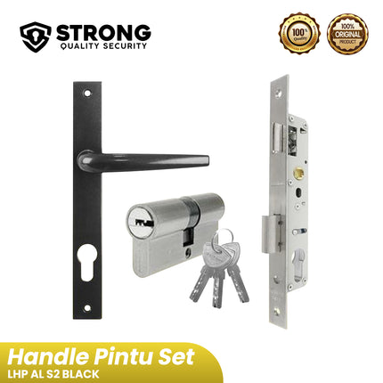 Handle Pintu Set STRONG LHP AL S2 Lever Handle Door Lock Plate Set Handle Kunci Pintu Aluminium Pintu Rumah Kantor