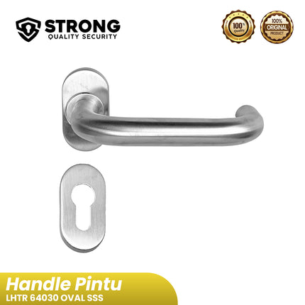 Gagang Pintu Aluminium Strong 64030 Handle Pintu Oval Kanan Kiri Handle Pintu Rumah & Kantor Gagang Pintu Stainless Steel Modern SSS