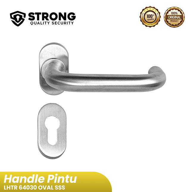 Gagang Pintu Aluminium Strong 64030 Handle Pintu Oval Kanan Kiri Handle Pintu Rumah & Kantor Gagang Pintu Stainless Steel Modern SSS