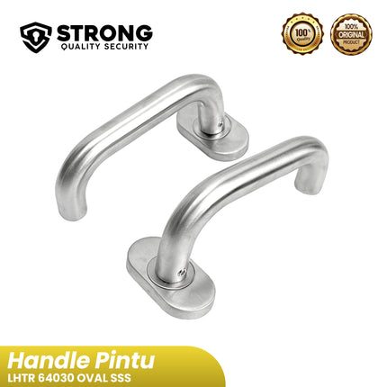 Gagang Pintu Aluminium Strong 64030 Handle Pintu Oval Kanan Kiri Handle Pintu Rumah & Kantor Gagang Pintu Stainless Steel Modern SSS