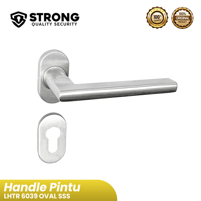 Gagang Pintu Aluminium STRONG SST 6039 SSS Pintu Oval Kanan Kiri Handle Pintu Rumah & Kantor Gagang Pintu Stainless Steel Modern