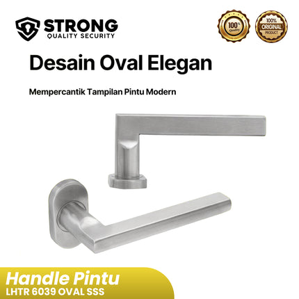 Gagang Pintu Aluminium STRONG SST 6039 SSS Pintu Oval Kanan Kiri Handle Pintu Rumah & Kantor Gagang Pintu Stainless Steel Modern