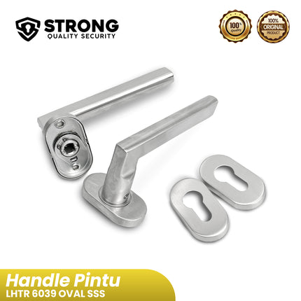 Gagang Pintu Aluminium STRONG SST 6039 SSS Pintu Oval Kanan Kiri Handle Pintu Rumah & Kantor Gagang Pintu Stainless Steel Modern