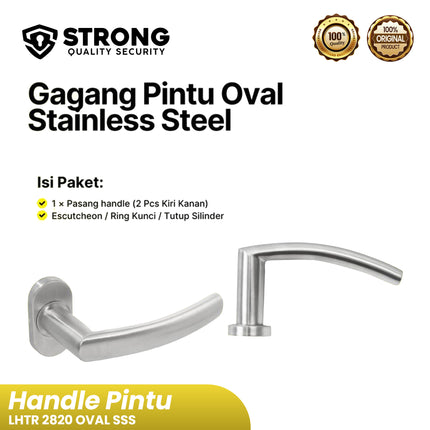 Gagang Pintu STRONG Lever Handle LHTR 2820 (6820) OVAL SSS Handle Pintu Oval Kanan Kiri Handle Pintu Rumah & Kantor Stainless Steel