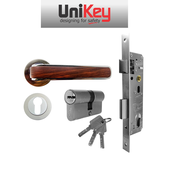 Handle Roses Set UNIKEY 259.17 CP/WOOD Handle Roses Body Cylinder Handle Pintu