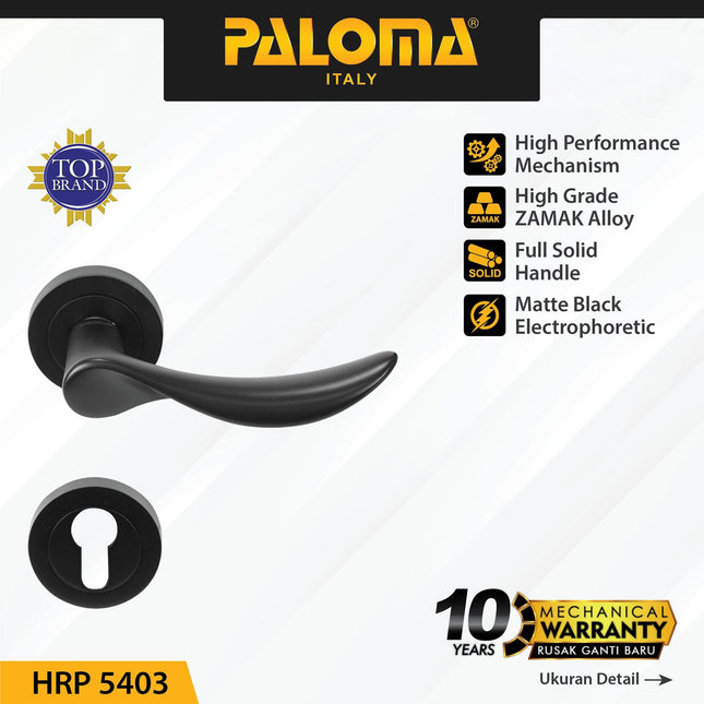 Handle Door PALOMA HRP 5403 Lever Roses Gagang Pintu Zamak Hitam Black