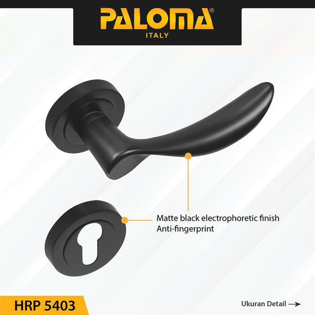 Handle Door PALOMA HRP 5403 Lever Roses Gagang Pintu Zamak Hitam Black